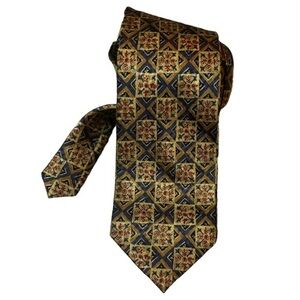 NEW Jos. A. Bank Corporate Collection Blue and Gold Necktie Extra Long 100% Silk